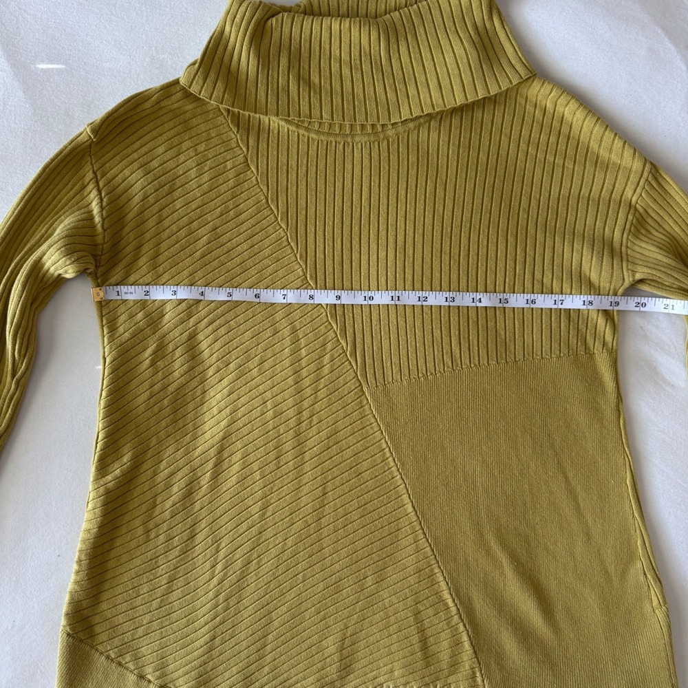 Cabi Happy Pullover Sweater S Chartreuse Ribbed Asymmetric Cowl Neck Avant-Garde - Picture 7 of 7